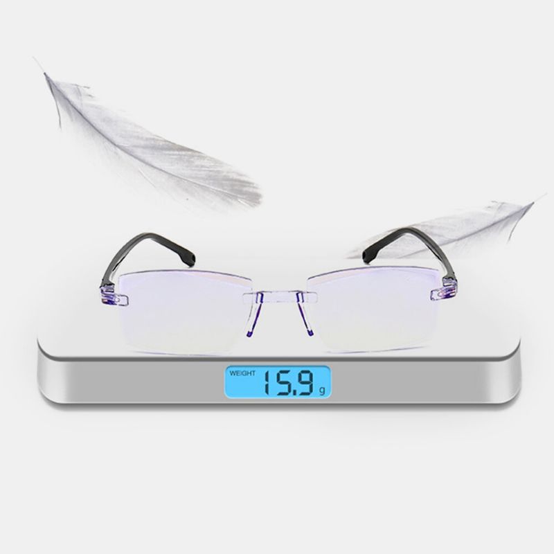 Unisexe Anti-lumière Bleue Sans Cadre Hd Diamant Coupe Bi-lumière Double Usage Lunettes De Lecture Lunettes Presbytes