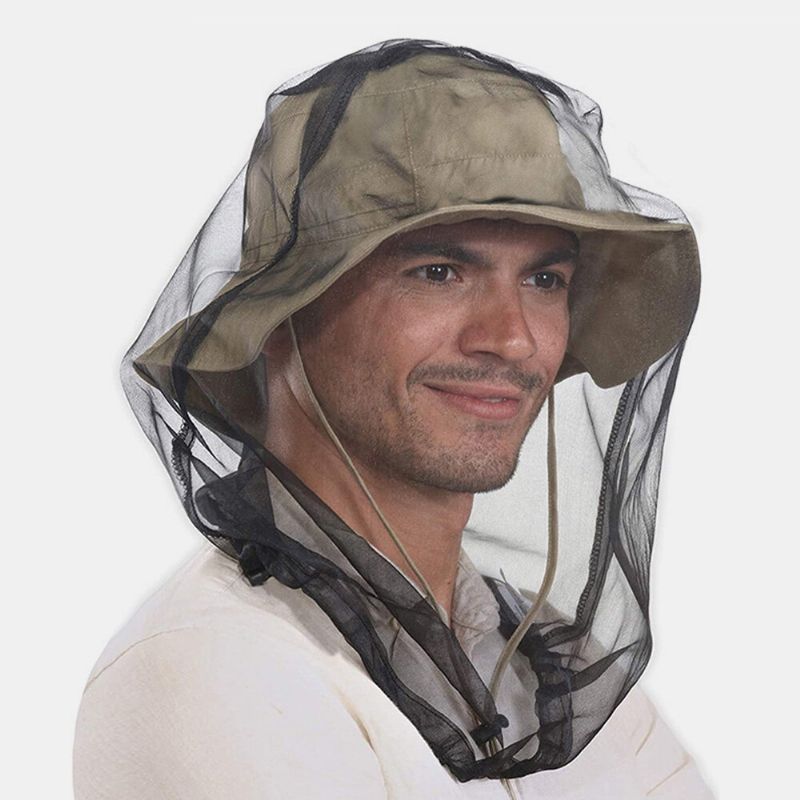 Unisexe Anti-moustique Couvre-chef Filet Gaze Masque Pêche En Plein Air Moustiquaire Filet Maille Apiculture Chapeau