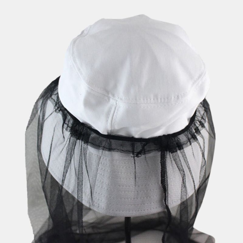 Unisexe Anti-moustique Couvre-chef Filet Gaze Masque Pêche En Plein Air Moustiquaire Filet Maille Apiculture Chapeau