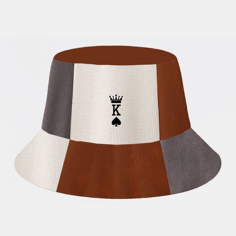 Unisexe Carré Plaid Couleur Correspondant Pare-soleil Chapeau Casual Sauvage Contraste Couleur Poker Motif Seau Chapeau