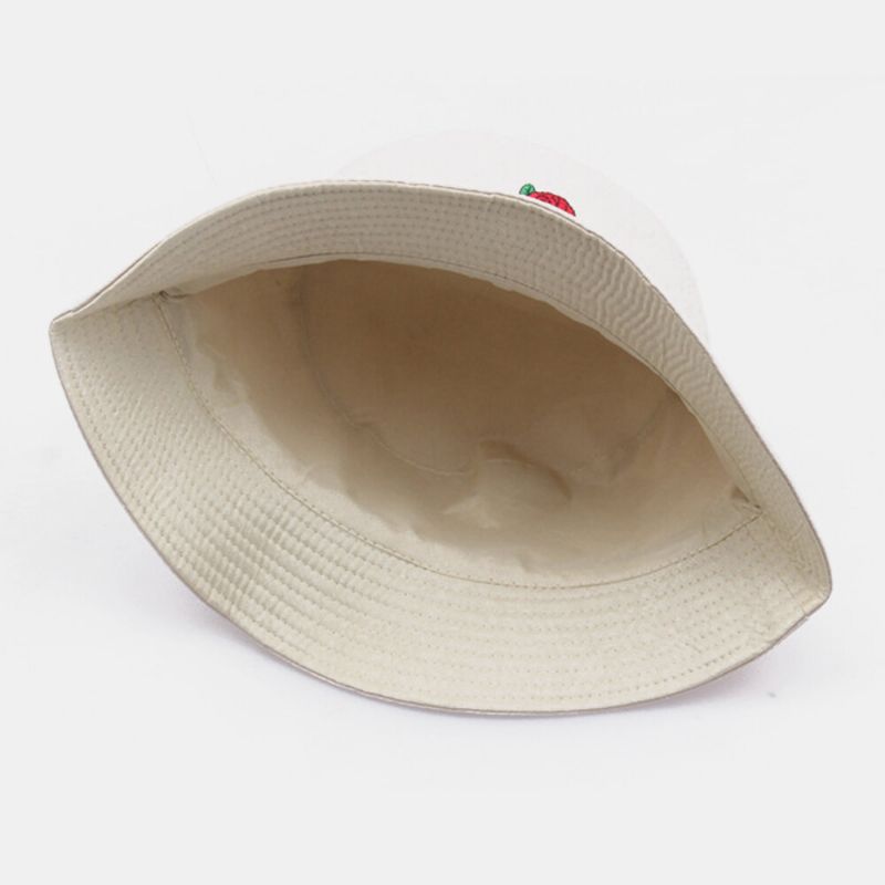 Unisexe Cartoon Rose Broderie Twill Cap Outdoor Suncreen Sunshade Bucket Hat