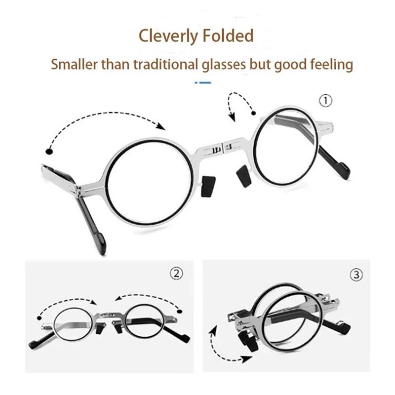 Unisexe Casual Pliable Portable Anti-rayonnement Anti-lumière Bleue Cercle Rond Presbytie Lunettes