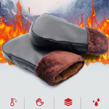 Unisexe Charge Chauffage Extérieur Hiver Voiture Électrique Équitation Garder Au Chaud Imperméable Gants En Cuir Coupe-vent