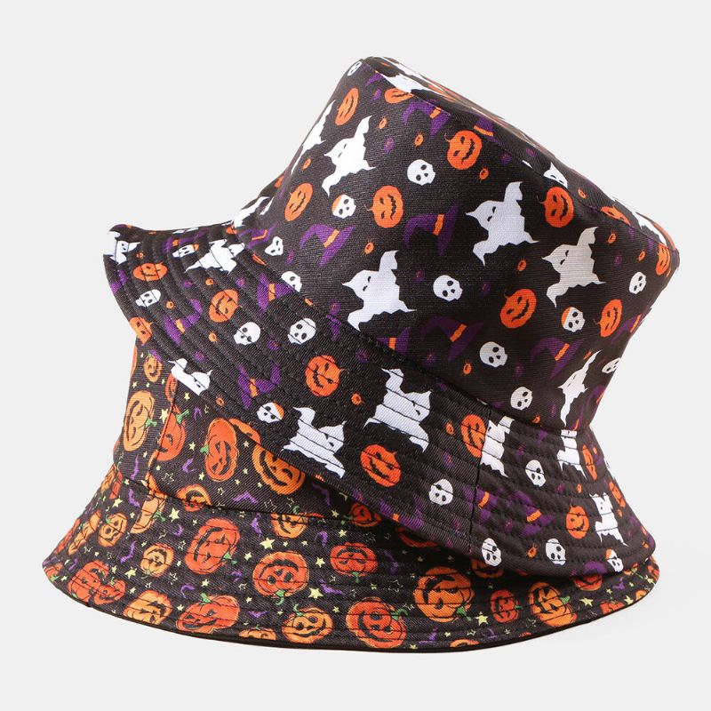 Unisexe Citrouille Fantôme Crâne Motif Halloween Seau Chapeau Décontracté Drôle Pliable Parasol Chapeau