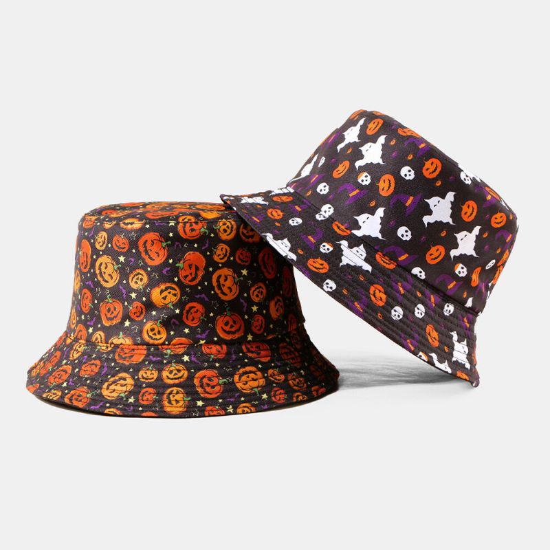 Unisexe Citrouille Fantôme Crâne Motif Halloween Seau Chapeau Décontracté Drôle Pliable Parasol Chapeau