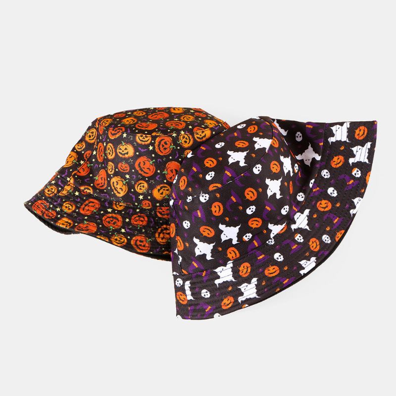 Unisexe Citrouille Fantôme Crâne Motif Halloween Seau Chapeau Décontracté Drôle Pliable Parasol Chapeau