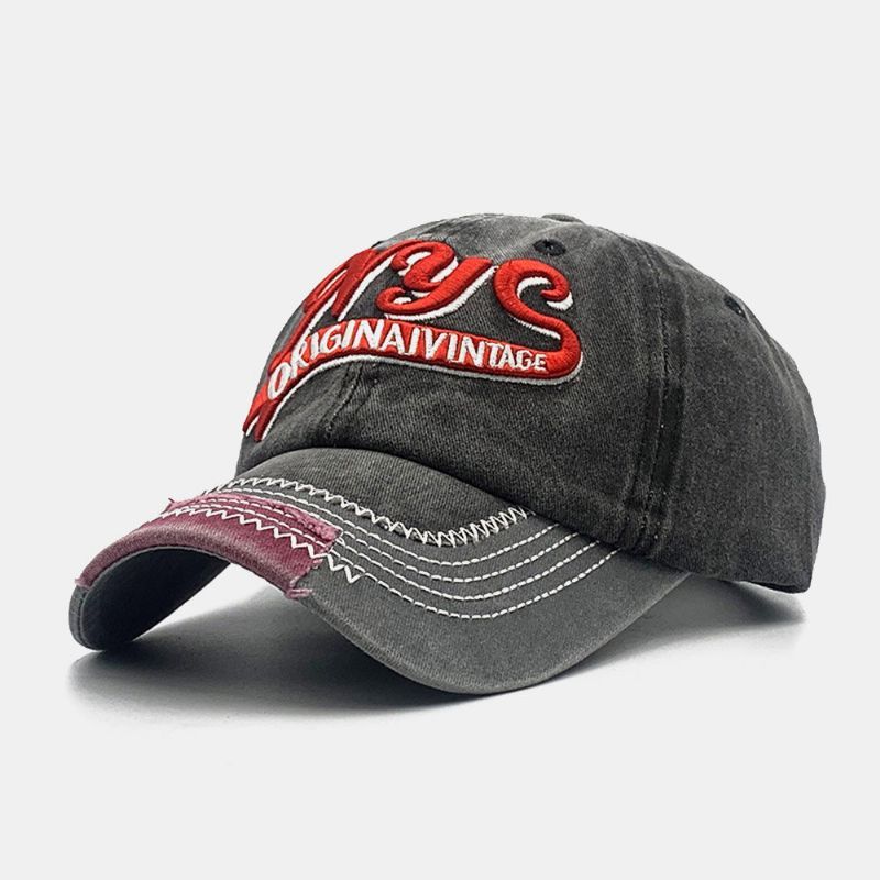 Unisexe Contraste Couleur Ajustée Cap Lettre Broderie Sports De Plein Air Baseball Chapeaux