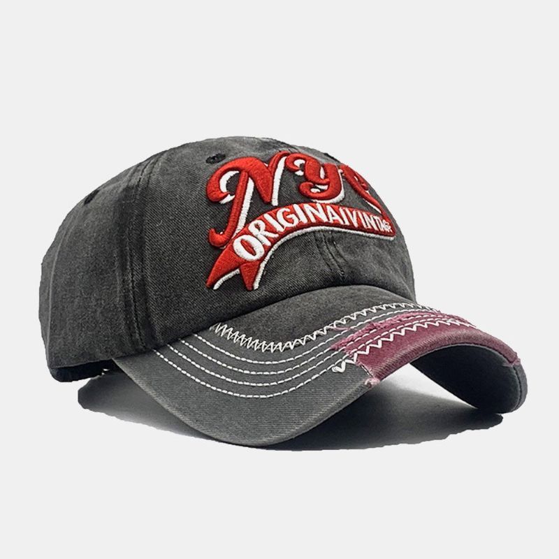 Unisexe Contraste Couleur Ajustée Cap Lettre Broderie Sports De Plein Air Baseball Chapeaux