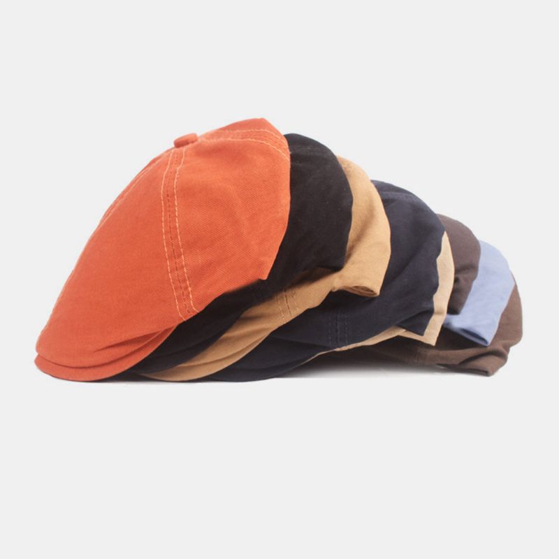 Unisexe Coton Béret Casquette Couleur Unie Rétro Réglable Parasol Gavroche Chapeau Peintre Chapeau Octogonal Chapeau