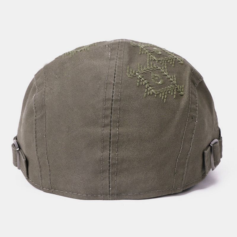 Unisexe Coton Britannique Rétro Broderie Béret Casquette Lavé Réglable Coupe-vent Pare-soleil Vers L'avant Chapeau Cabbie Chapeau