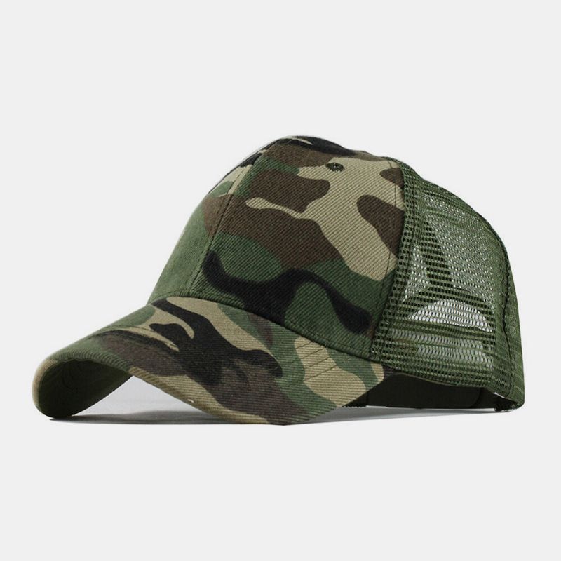 Unisexe Coton Camouflage Mesh Respirant Outdoor Sunshade Baseball Hat Trucker Hat