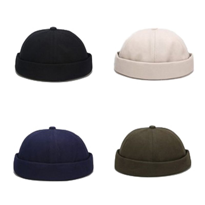 Unisexe Coton Casual Cordon Réglable Sans Bord Bonnet Landlord Hat Skull Cap