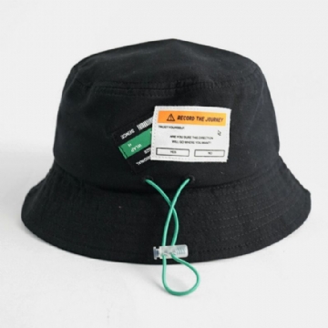 Unisexe Coton Cordon Lettre Motif Étiquette Couleur Unie Mode Chapeau Seau