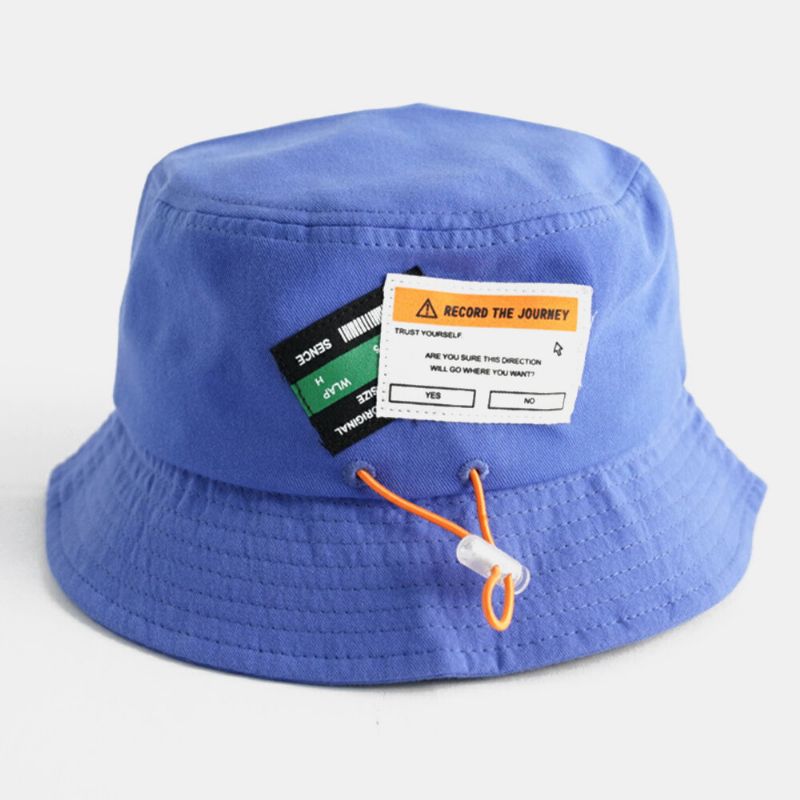 Unisexe Coton Cordon Lettre Motif Étiquette Couleur Unie Mode Chapeau Seau