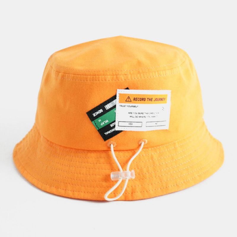 Unisexe Coton Cordon Lettre Motif Étiquette Couleur Unie Mode Chapeau Seau