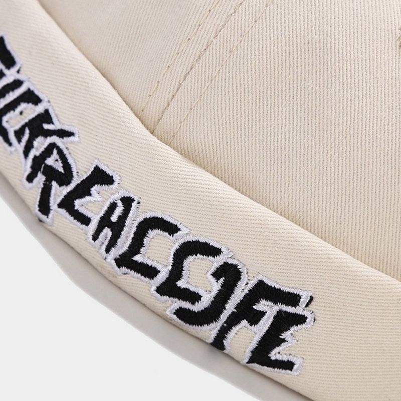 Unisexe Coton Couleur Unie Lettre Broderie Réglable Cordon Polyvalent Bonnet Sans Bord Propriétaire Casquette Tête De Mort