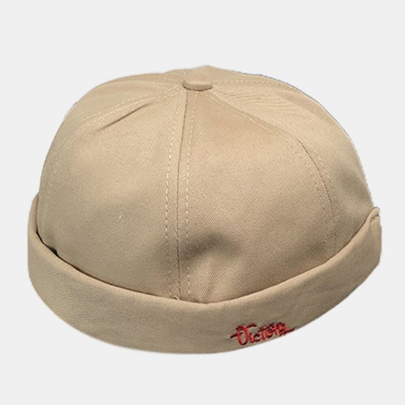 Unisexe Coton Couleur Unie Lettre Broderie Rue Hip-hop Sans Bord Bonnet Propriétaire Casquette Crâne Casquette