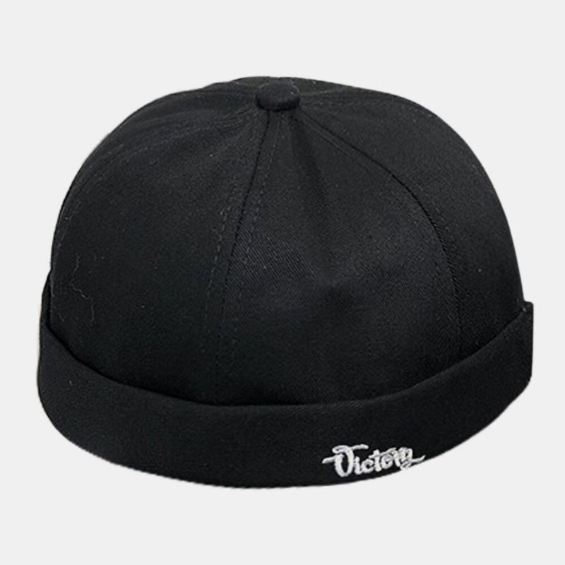 Unisexe Coton Couleur Unie Lettre Broderie Rue Hip-hop Sans Bord Bonnet Propriétaire Casquette Crâne Casquette