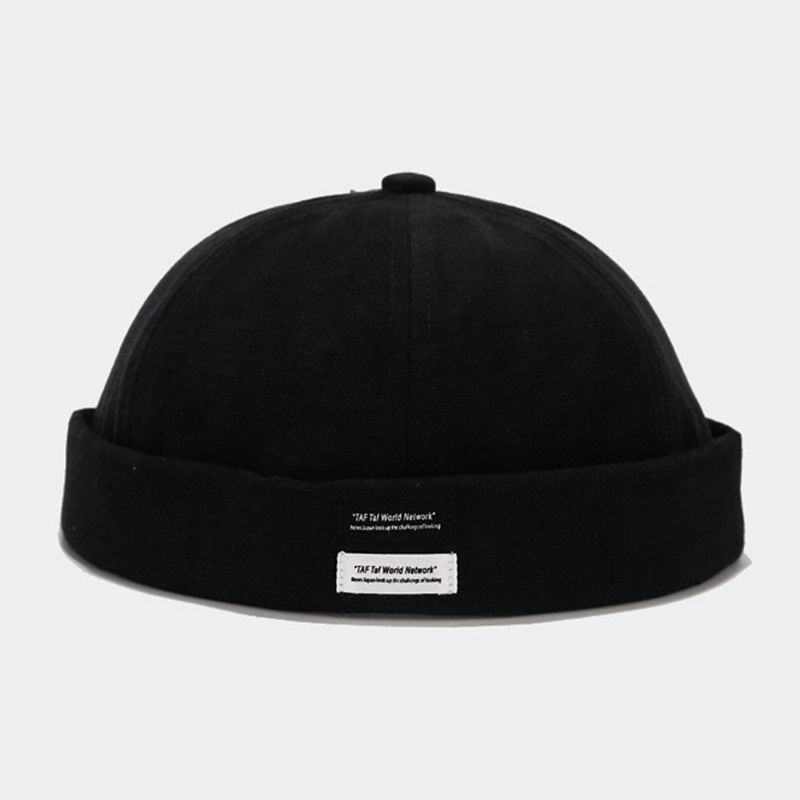 Unisexe Coton Couleur Unie Lettre Tissu Étiquette Tout Match Sans Bord Bonnet Propriétaire Casquette Tête De Mort