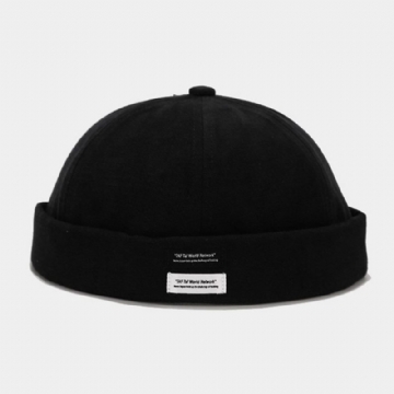 Unisexe Coton Couleur Unie Lettre Tissu Étiquette Tout Match Sans Bord Bonnet Propriétaire Casquette Tête De Mort