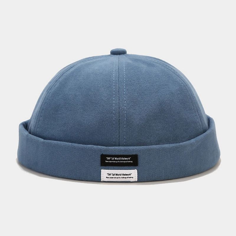 Unisexe Coton Couleur Unie Lettre Tissu Étiquette Tout Match Sans Bord Bonnet Propriétaire Casquette Tête De Mort