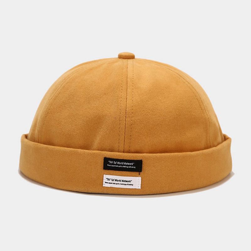 Unisexe Coton Couleur Unie Lettre Tissu Étiquette Tout Match Sans Bord Bonnet Propriétaire Casquette Tête De Mort