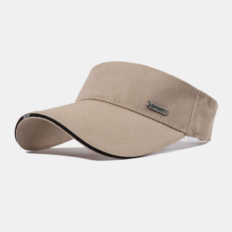 Unisexe Coton Couleur Unie Lettres Motif Fer Étiquette Simple Parasol Crème Solaire Vide Chapeau Haut De Forme Casquette De Baseball