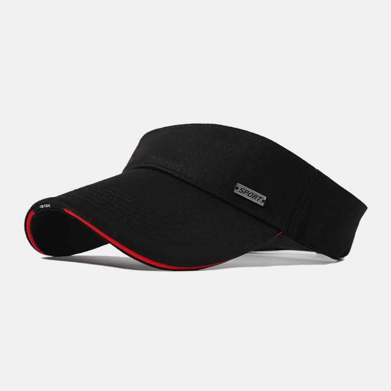 Unisexe Coton Couleur Unie Lettres Motif Fer Étiquette Simple Parasol Crème Solaire Vide Chapeau Haut De Forme Casquette De Baseball