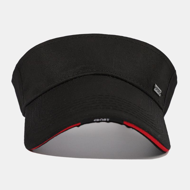 Unisexe Coton Couleur Unie Lettres Motif Fer Étiquette Simple Parasol Crème Solaire Vide Chapeau Haut De Forme Casquette De Baseball