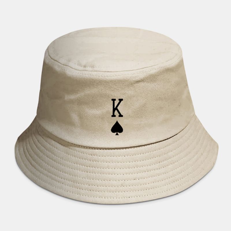 Unisexe Coton Couleur Unie Poker Love Letter Spades A Pattern Casual All-match Bucket Hat