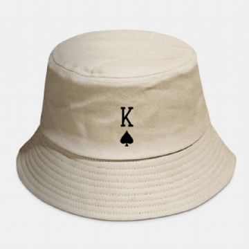 Unisexe Coton Couleur Unie Poker Love Letter Spades A Pattern Casual All-match Bucket Hat