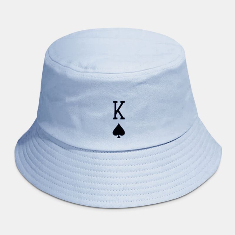 Unisexe Coton Couleur Unie Poker Love Letter Spades A Pattern Casual All-match Bucket Hat