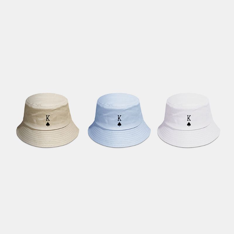 Unisexe Coton Couleur Unie Poker Love Letter Spades A Pattern Casual All-match Bucket Hat