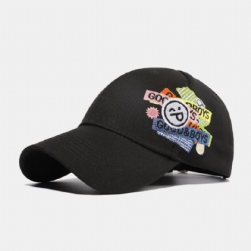 Unisexe Coton Couleur Unie Sourire Visage Lettre Motif Broderie Crème Solaire Mode Casquette De Baseball