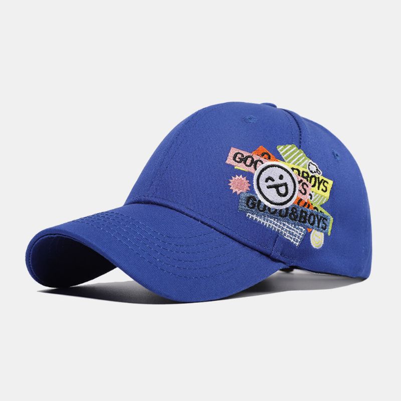 Unisexe Coton Couleur Unie Sourire Visage Lettre Motif Broderie Crème Solaire Mode Casquette De Baseball