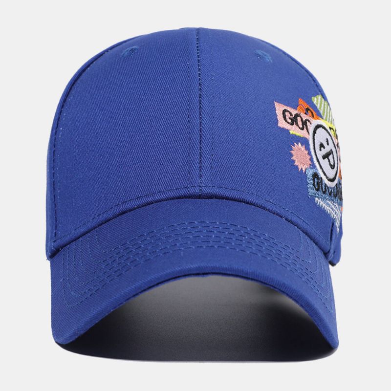 Unisexe Coton Couleur Unie Sourire Visage Lettre Motif Broderie Crème Solaire Mode Casquette De Baseball