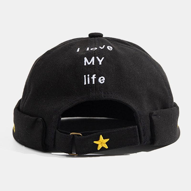 Unisexe Coton Dôme Lettre Slogan Étoiles Brodé Patch Crâne Cap Mode Casual Bonnet Melon Cap Propriétaire Cap Harbor Hat