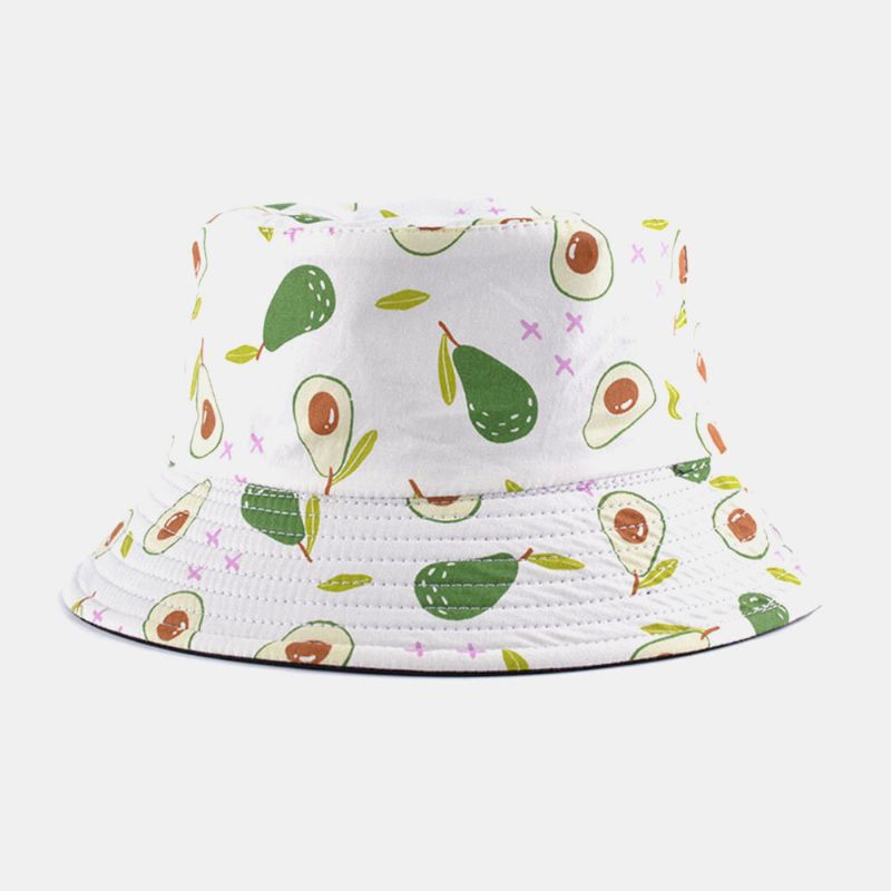 Unisexe Coton Double Face Dessin Animé Motif De Fruits Impression Mode Parasol Seau Chapeau