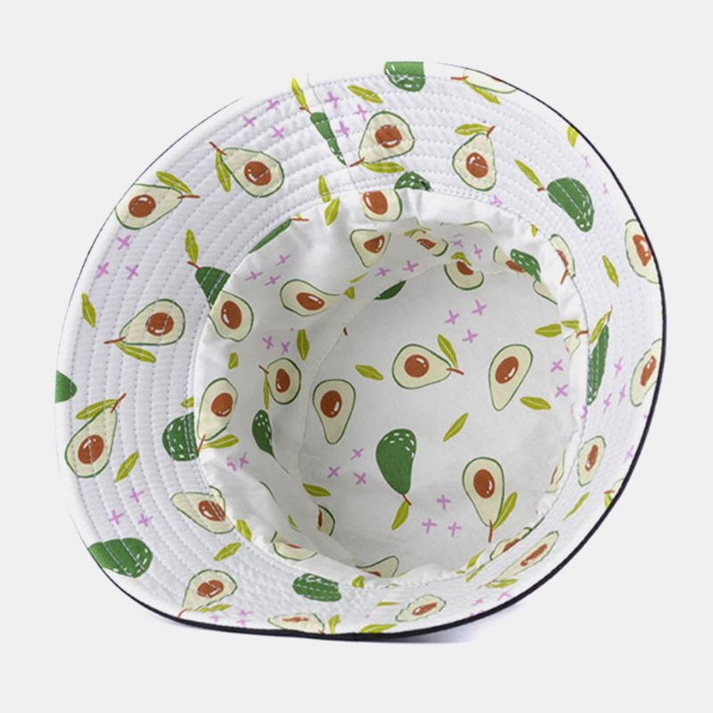 Unisexe Coton Double Face Dessin Animé Motif De Fruits Impression Mode Parasol Seau Chapeau