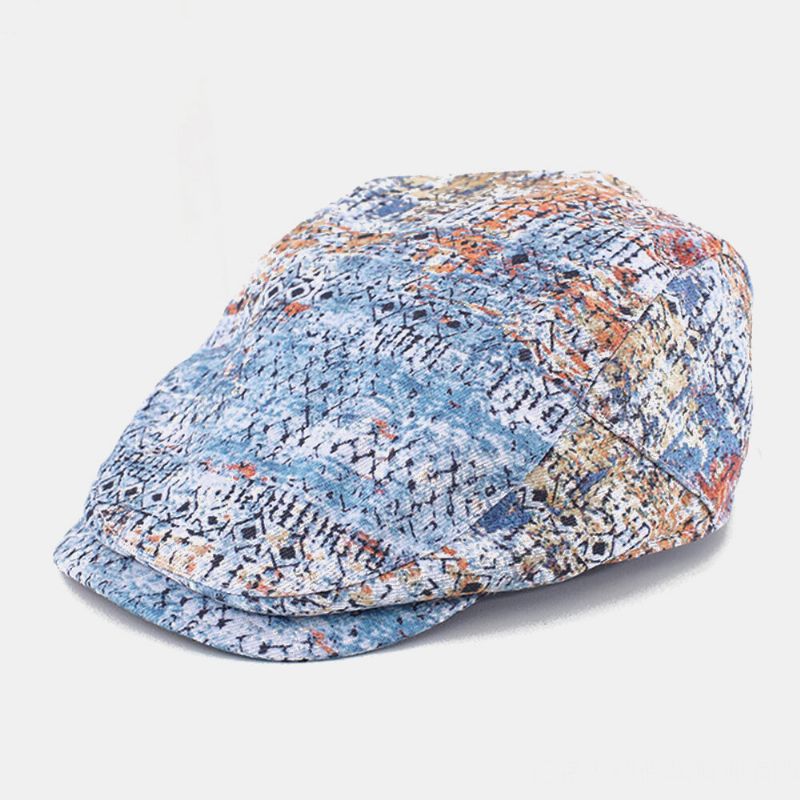 Unisexe Coton Floral Tissu Casual Réglable Parasol Avant Chapeau Mince Béret Cap Plat Chapeau