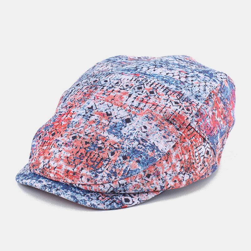 Unisexe Coton Floral Tissu Casual Réglable Parasol Avant Chapeau Mince Béret Cap Plat Chapeau