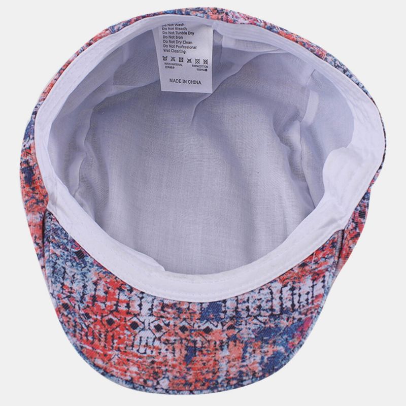 Unisexe Coton Floral Tissu Casual Réglable Parasol Avant Chapeau Mince Béret Cap Plat Chapeau