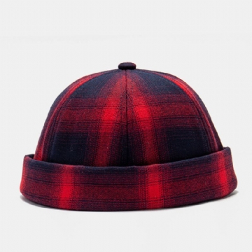 Unisexe Coton Gradient Plaid Pattern Rivet Wild Sunshade Hat Brimless Beanie Landlord Cap Skull Cap