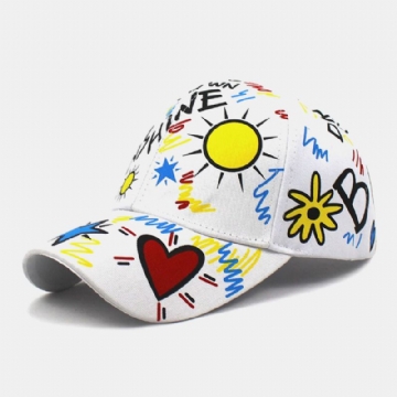 Unisexe Coton Graffiti Soleil Lettres Motif Impression Mode Parasol Casquettes De Baseball