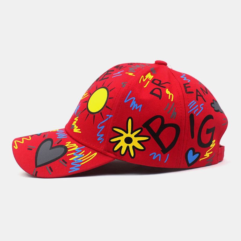 Unisexe Coton Graffiti Soleil Lettres Motif Impression Mode Parasol Casquettes De Baseball