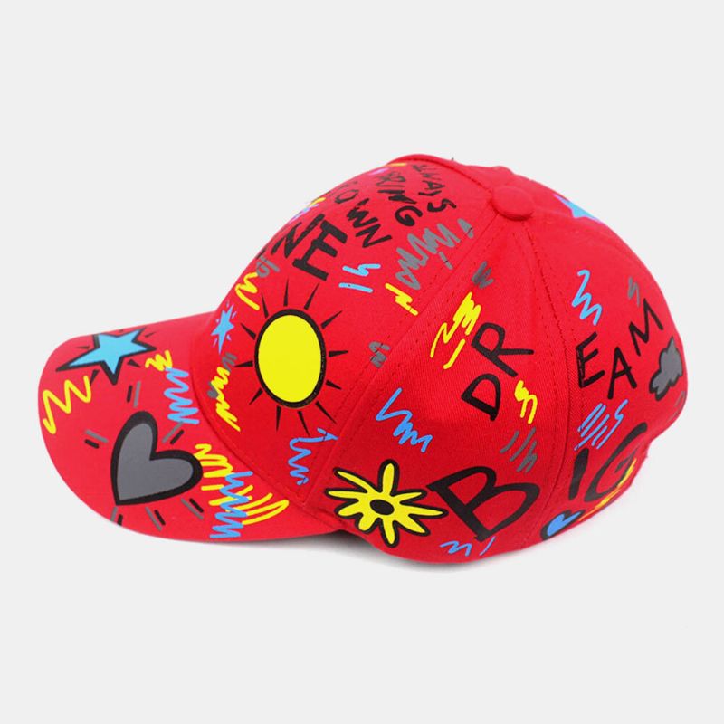 Unisexe Coton Graffiti Soleil Lettres Motif Impression Mode Parasol Casquettes De Baseball