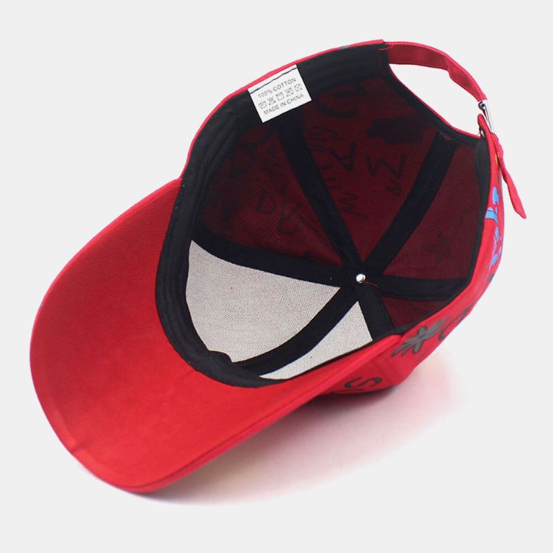 Unisexe Coton Graffiti Soleil Lettres Motif Impression Mode Parasol Casquettes De Baseball