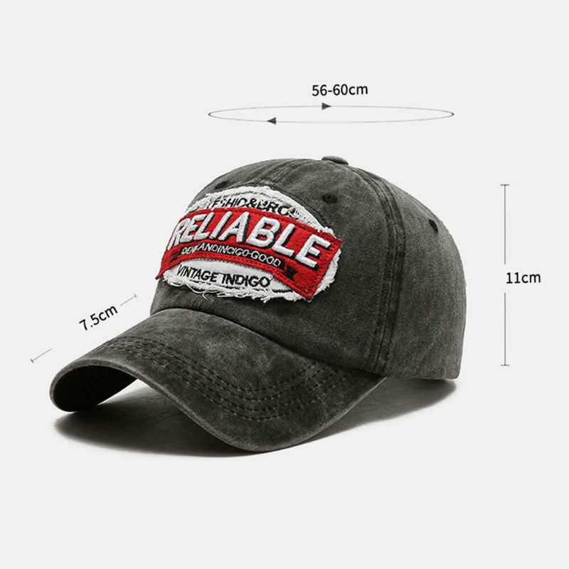 Unisexe Coton Lavé Rétro Patch Lettre Broderie Casquette De Baseball Dôme Bord Incurvé Extérieur Chapeau De Protection Solaire