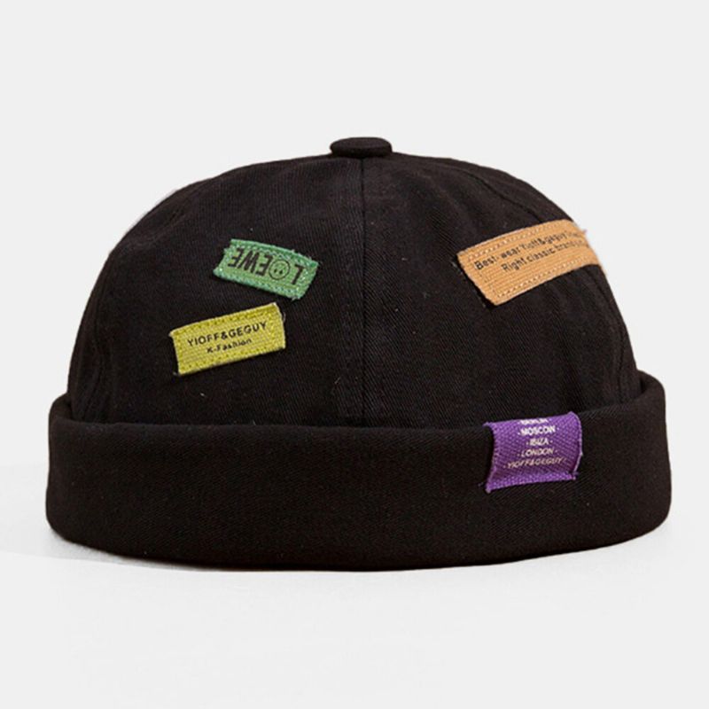 Unisexe Coton Lettre Motif Patch Coloré Brodé Bonnet Sans Bord Propriétaire Casquette Tête De Mort