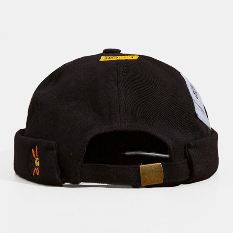 Unisexe Coton Lettre Motif Patch Coloré Brodé Bonnet Sans Bord Propriétaire Casquette Tête De Mort